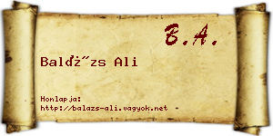 Balázs Ali névjegykártya
